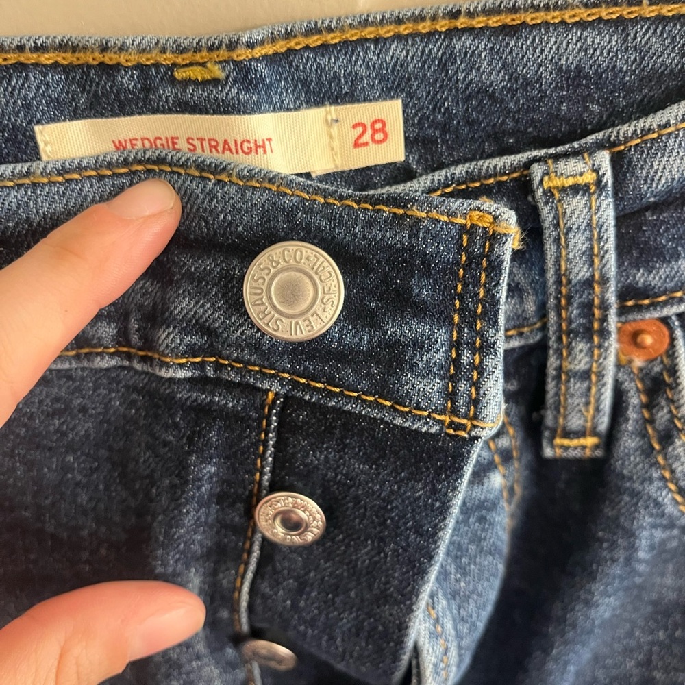 Levi's Blue Cropped Distressed Jeans - Picture 3 of 8